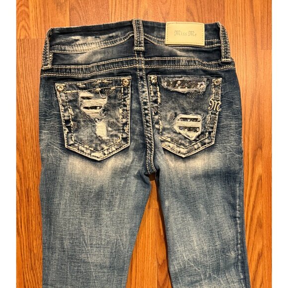 Miss Me Jeans Womens 22x30 Mid Rise Skinny Bedazzled Pants Bling - Picture 1 of 9